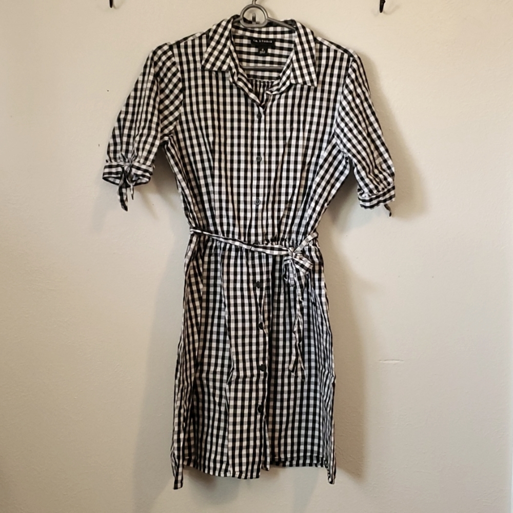 Gingham check shirtdress